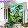 St Patrick's Day Funny Skeleton Beer Irish House And Garden Flag