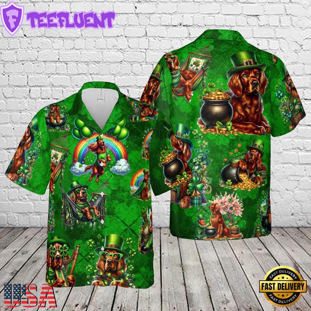 St Patrick's Day Irish Setter Hawaiian Shirt