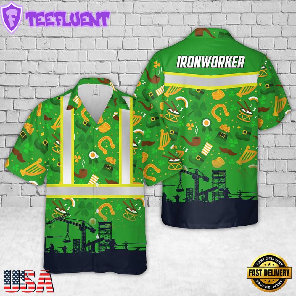St Patrick's Day Ironworker Summer Hawaiian Shirt