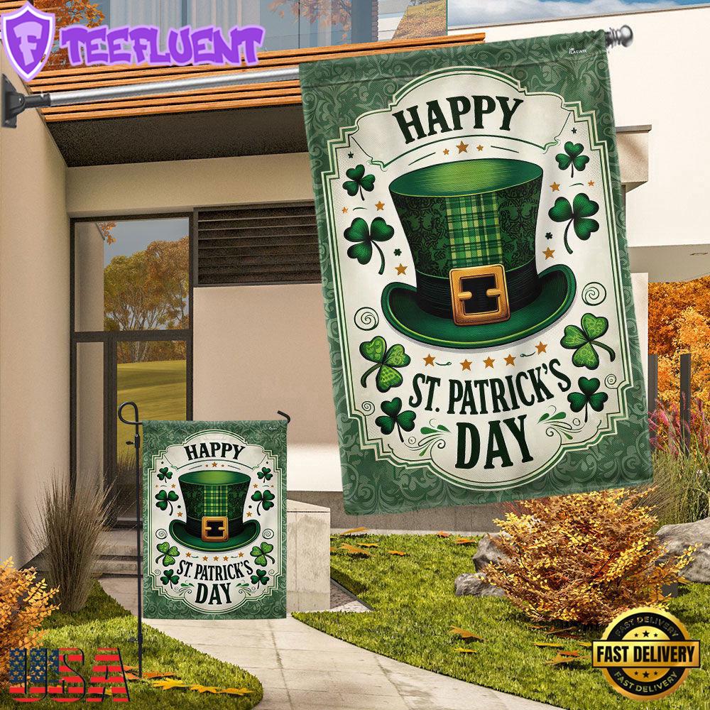 St. Patrick's Day Leprechaun Hat Green Hat House And Garden Flag