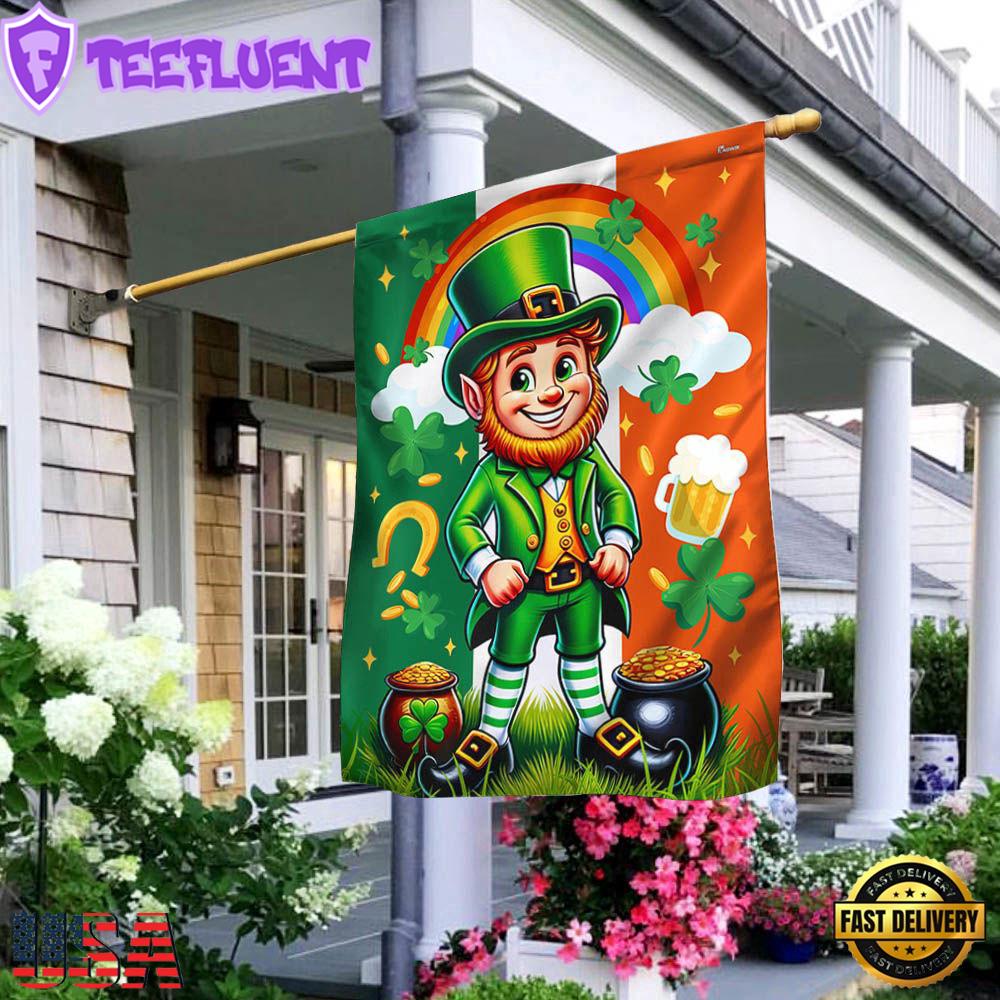St. Patrick's Day Leprechaun Irish House And Garden Flag