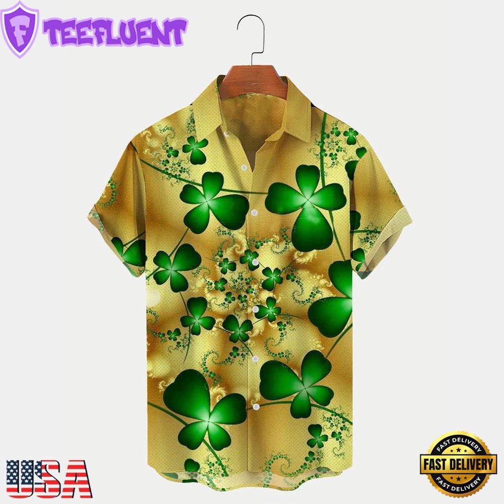 St. Patrick'S Day Shamrock Print Mens Hawaiian Shirt