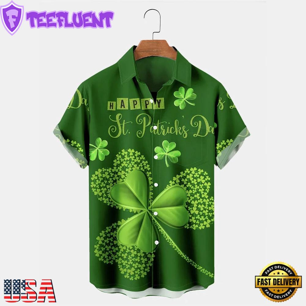 St Patrick'S Day Shamrock Short Sleeve Hawaiian Shirts