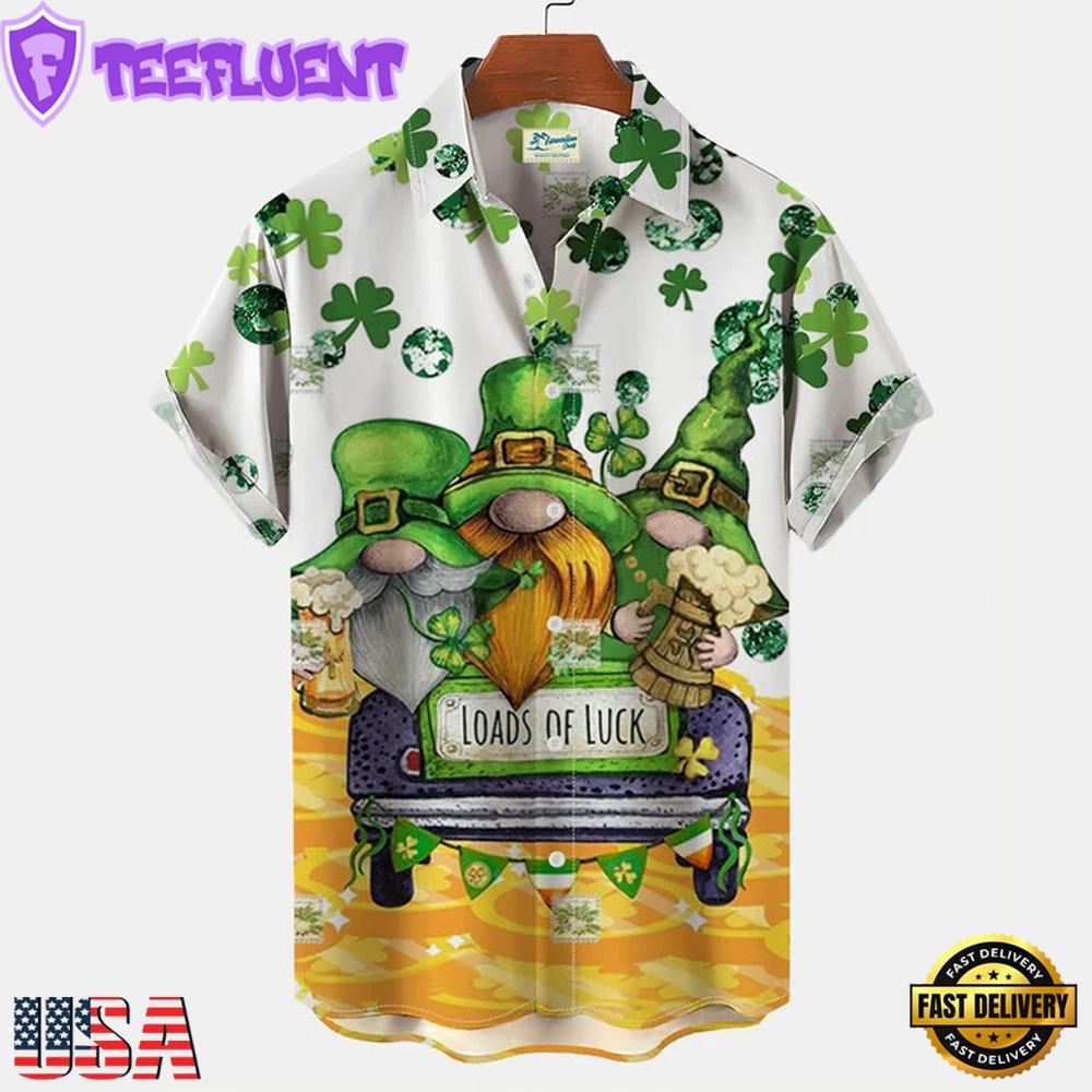 St Patrick'S Day Shirt, Load Of Luck Gnome Hawaiian Shirt