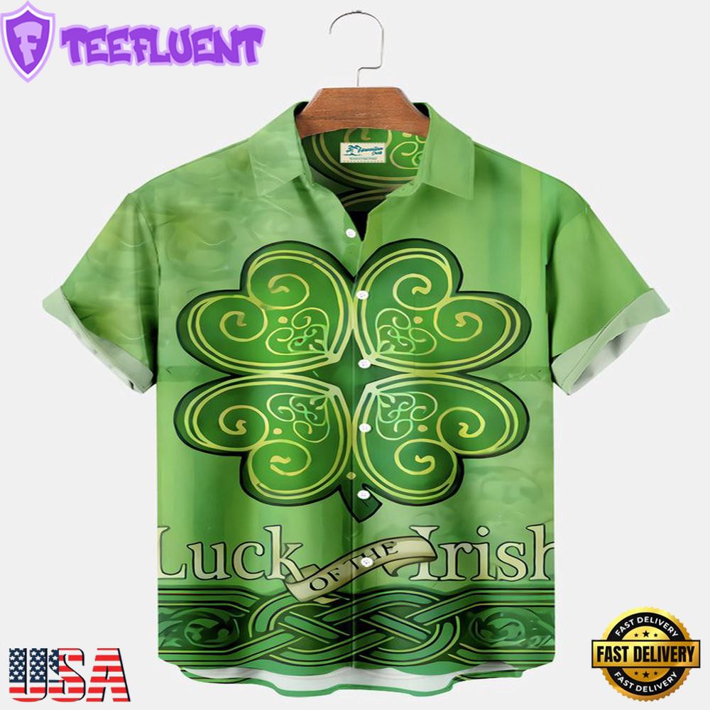 St. Patrick'S Day Short Sleeve Casual Shirt, Shamrock Shirt, Irish Hawaiian Shirt