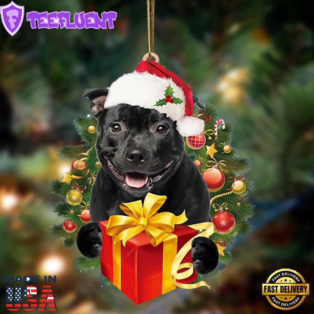 Staffordshire Bull Terrier-Dogs Give Gifts Hanging Ornament, Gift For Christmas