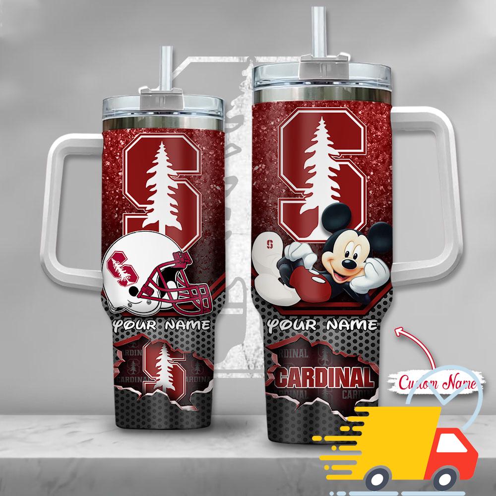 Stanford Cardinal NCAA Mickey Mouse Custom Stanley Quencher 40oz Stainless Steel Tumbler With Handle