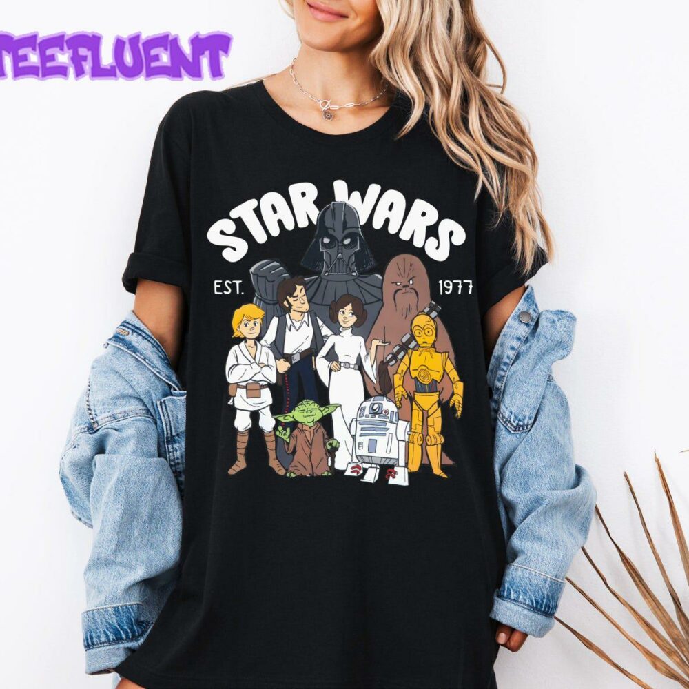 Star Wars T-Shirt Est. 1977 Darth Vader & Princess Leia Sweatshirt Chewbacca Disney Apparel