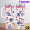 Stitch And Angel Valentine Stainless Steel Tumbler With Handle