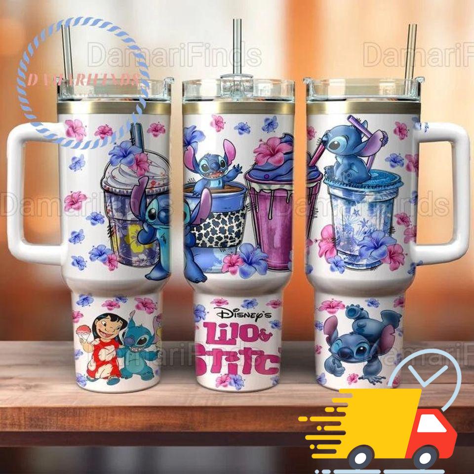 Stitch Cartoon Custom Stanley Quencher 40oz Stainless Steel