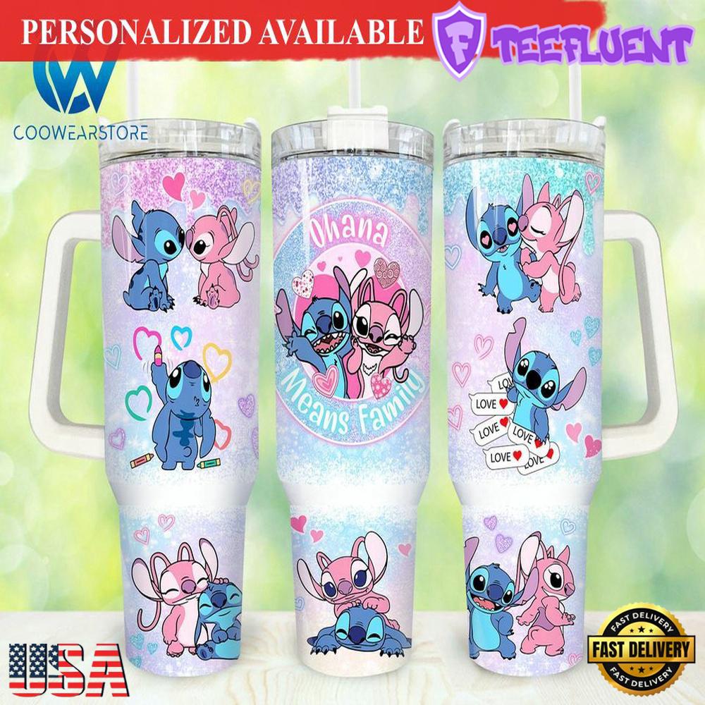 Stitch Cartoon Valentines 40oz Tumbler Wrap Happy Valentines Day - 40oz Tumbler with Handle