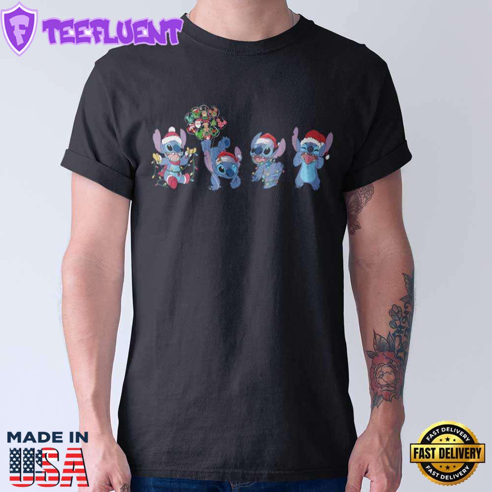Stitch Christmas Lights Mickey Balloon T-Shirt Disney