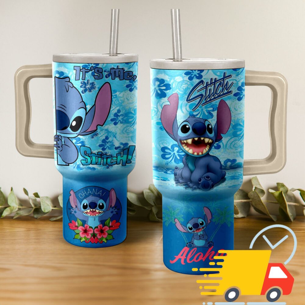 Stitch Disney Cartoon Custom Stanley Quencher 40oz Stainless Steel Tumbler With Handle