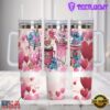 Stitch Disney Cartoon Valentine Stainless Steel Tumbler With Handle