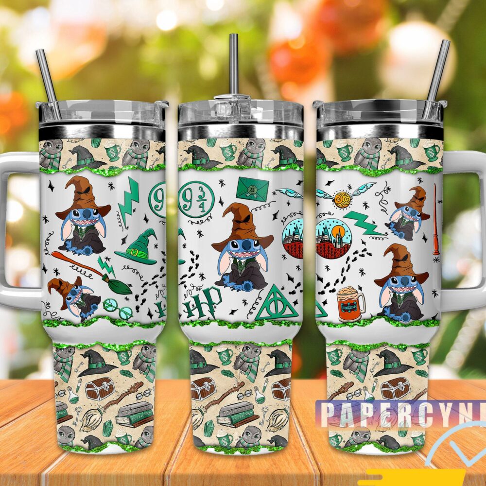 Stitch Harry Potter Custom Stanley Quencher 40oz Stainless Steel Tumbler With Handle