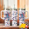 Stitch Independence Day Custom Stanley Quencher 40oz Stainless Steel Tumbler With Handle