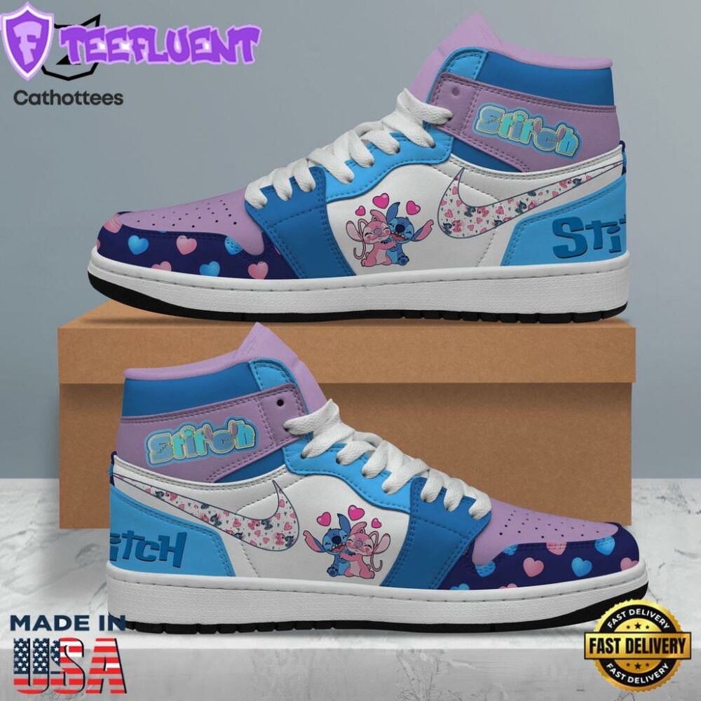 Stitch Nike Blue Design Air Jordan 1 High Top Air Jordan 1 High Top