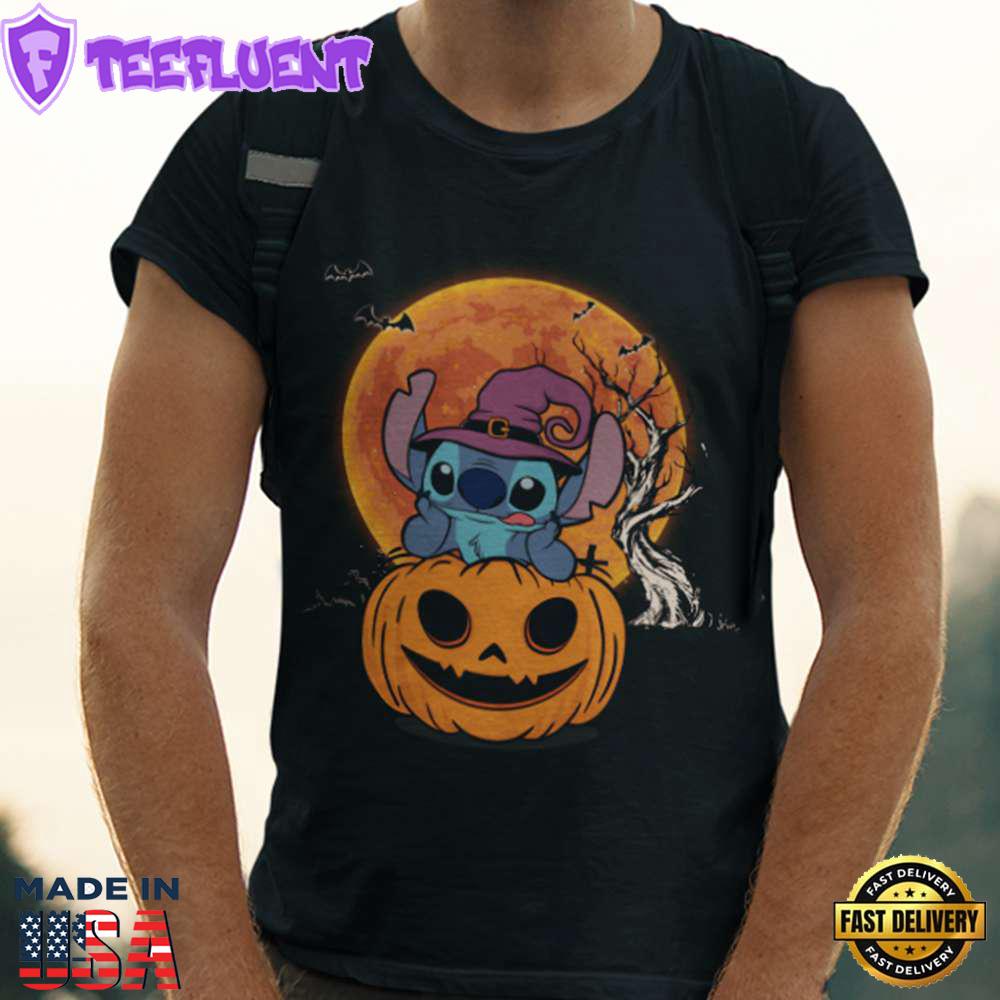 Stitch With Pumpkin Shirt Halloween Moon Disney