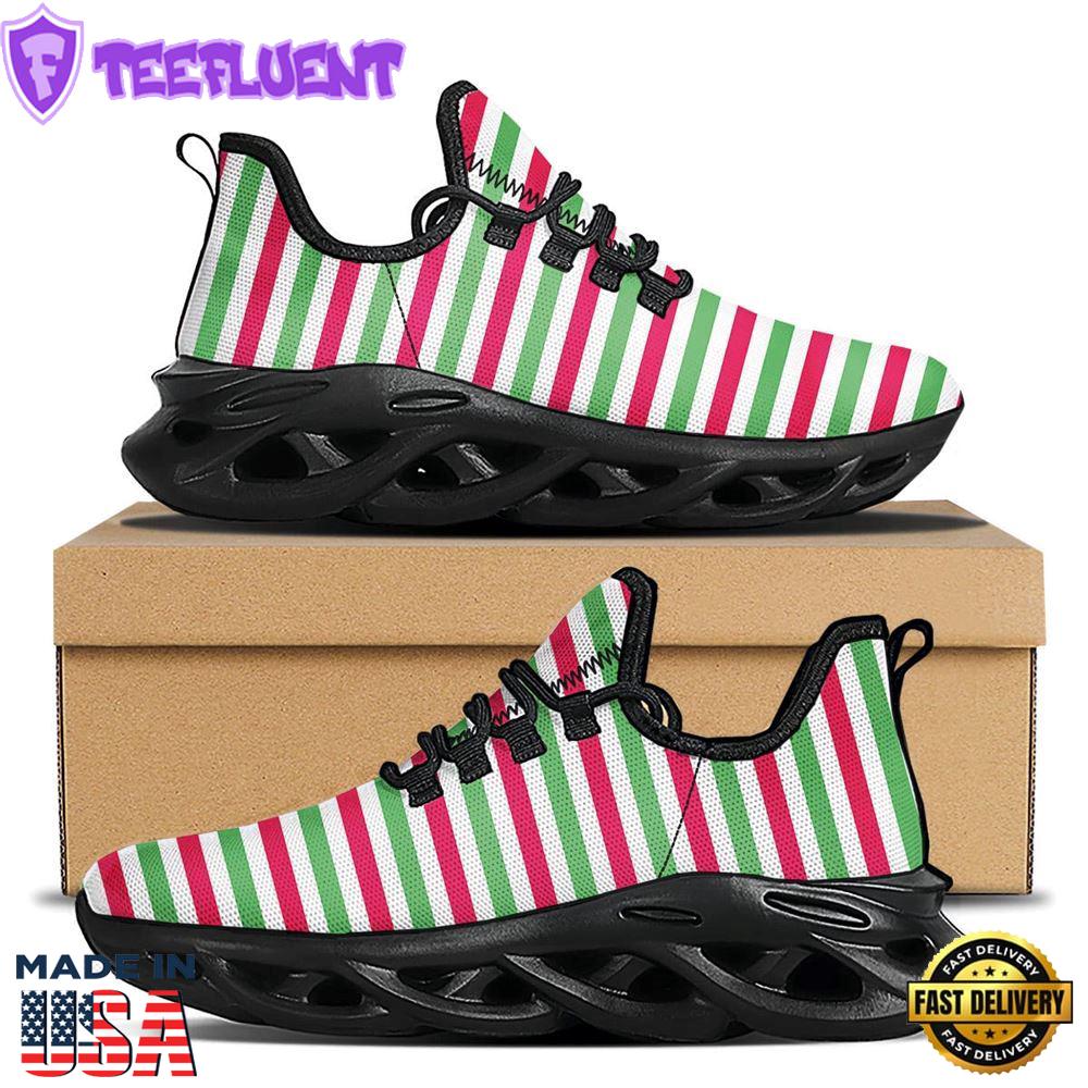 Striped Merry Christmas Print Pattern Black Max Soul Shoes