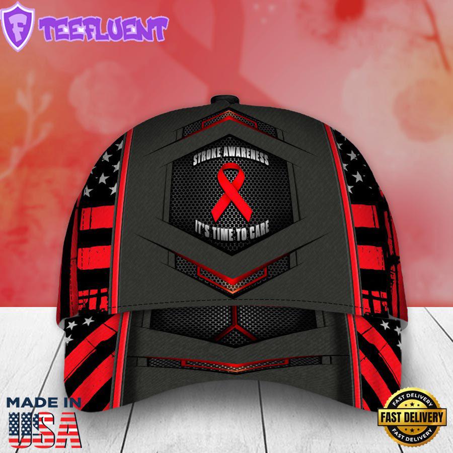 Stroke Awareness No One Fights Alone Red Awareness Ribbon Stroke Survivor Cap