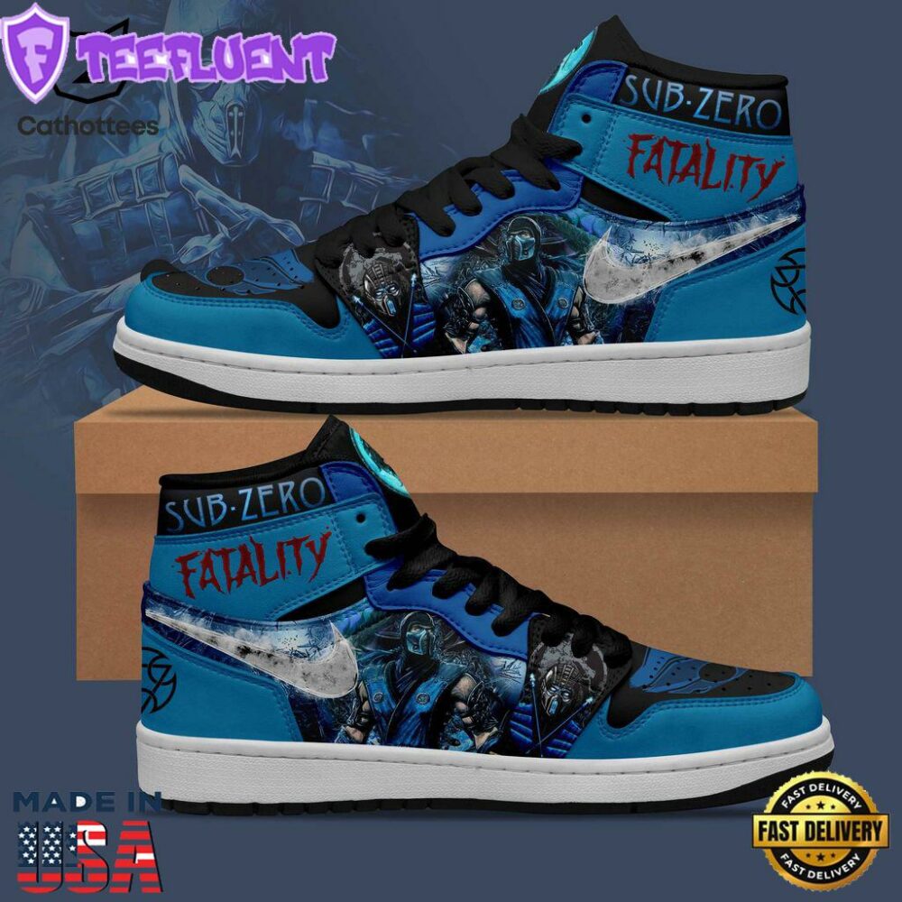Sub Zero Fatality Blue Nike Logo Design Air Jordan 1 High Top