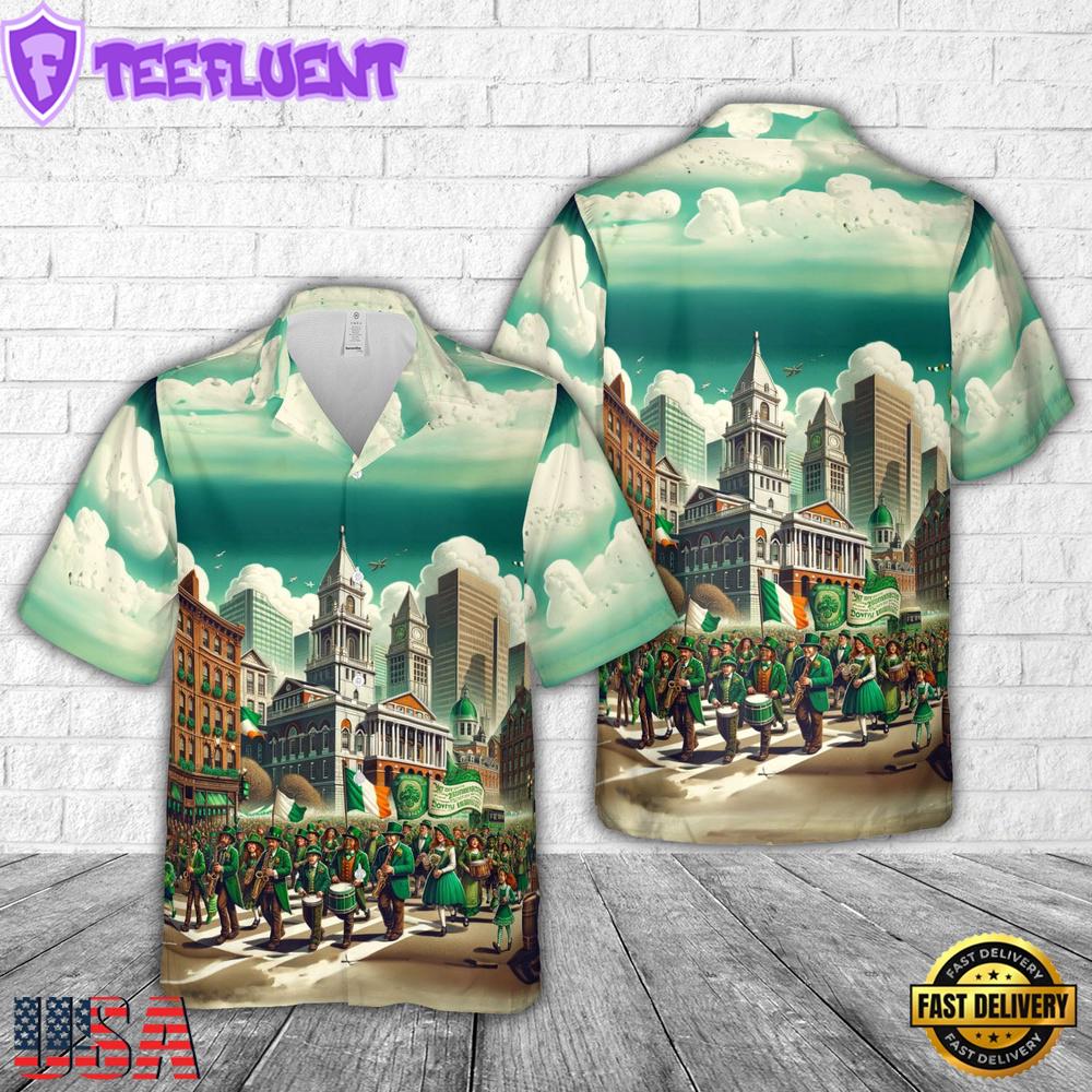 Suffolk County, Massachusetts St. Patrick's Day Hawaiian Shirt