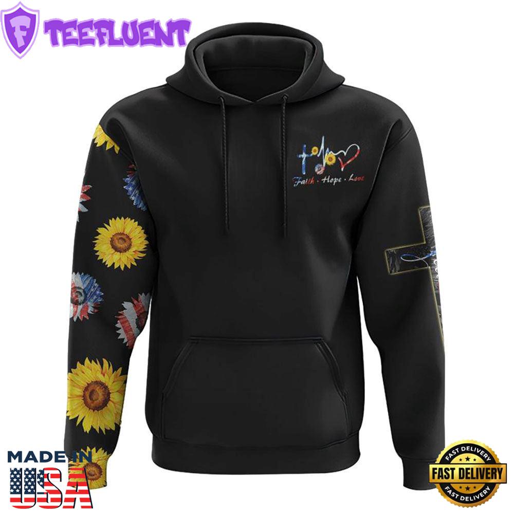 Sunflower America Faith Flag 3D Hoodie