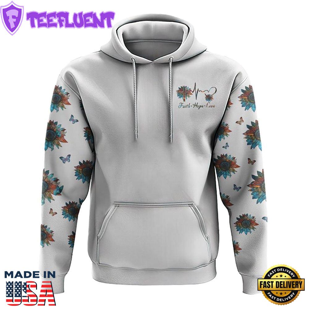 Sunflower Faith Butterfly 3D Hoodie
