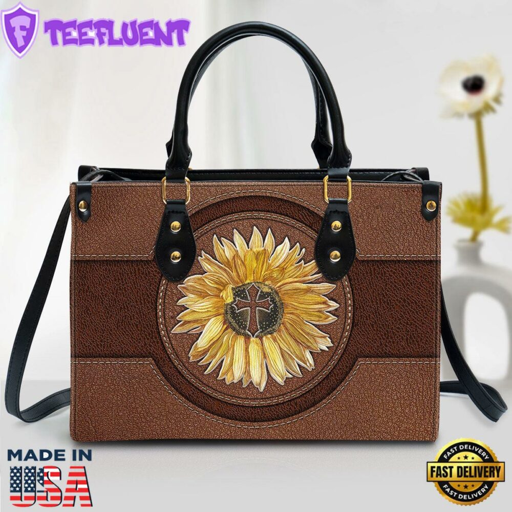 Sunflower Leather Handbag Christ Gifts Leather Bags