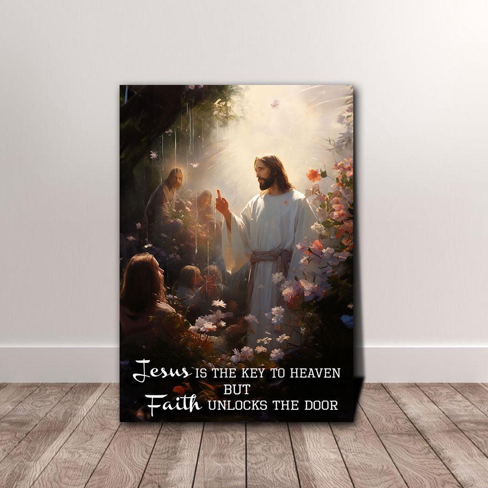 Symbol of Faith Canvas Prints Jesus is the Key to Heaven But Faith Unlocks the Door Canvas Poster Wall Art