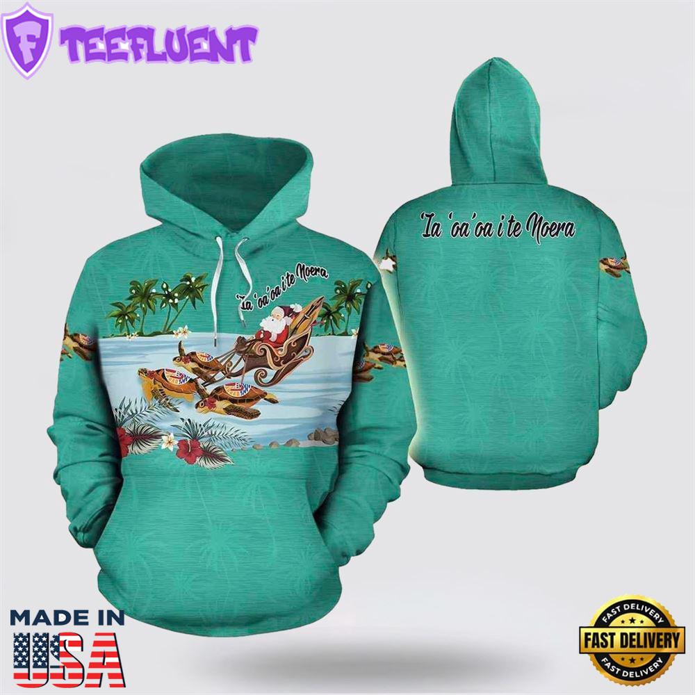 Tahiti Turtle Christmas All Over Print 3D Hoodie