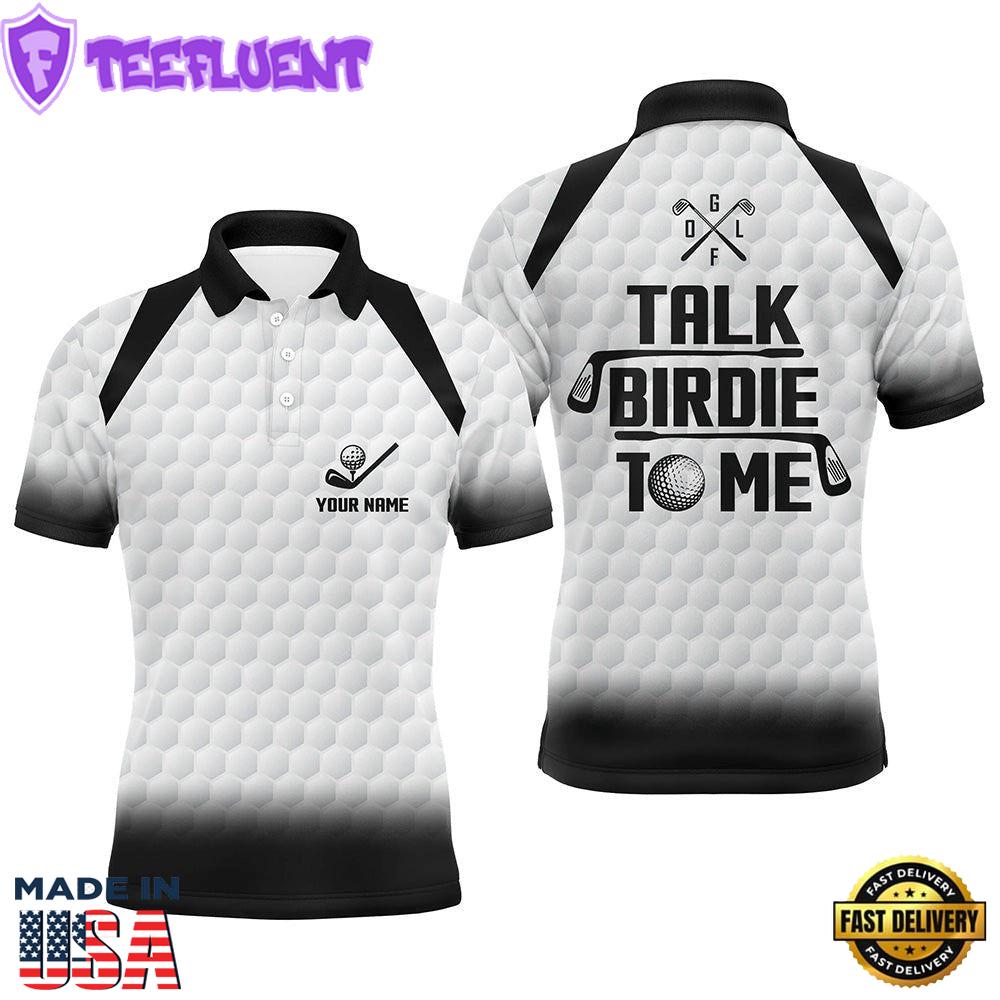 Talk Birdie To Me Mens Golf Polo Shirt, Black And White