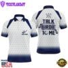 Talk Birdie To Me Mens Golf Polo Shirt Blue White