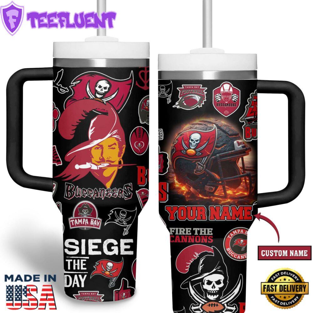 Tampa Bay Buccaneers NFL Custom Stanley Quencher 40oz Stainless Steel Tumbler