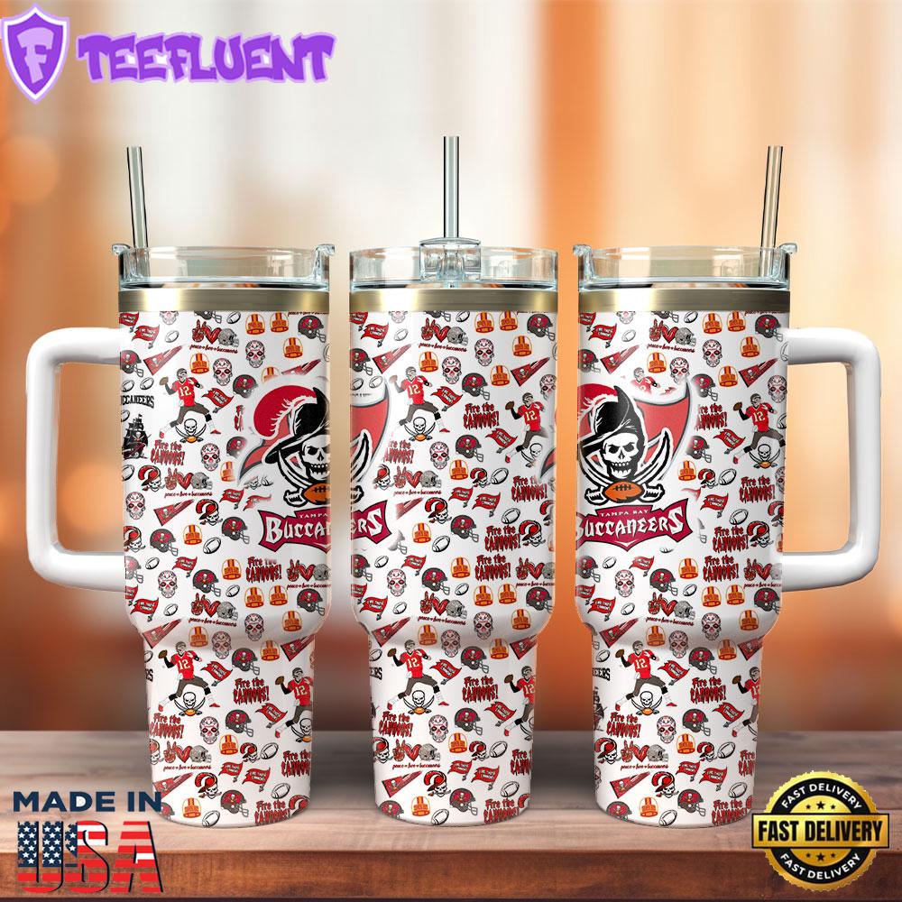 Tampa Bay Buccaneers NFL Custom Stanley Quencher 40oz Stainless Steel Tumbler With Handle