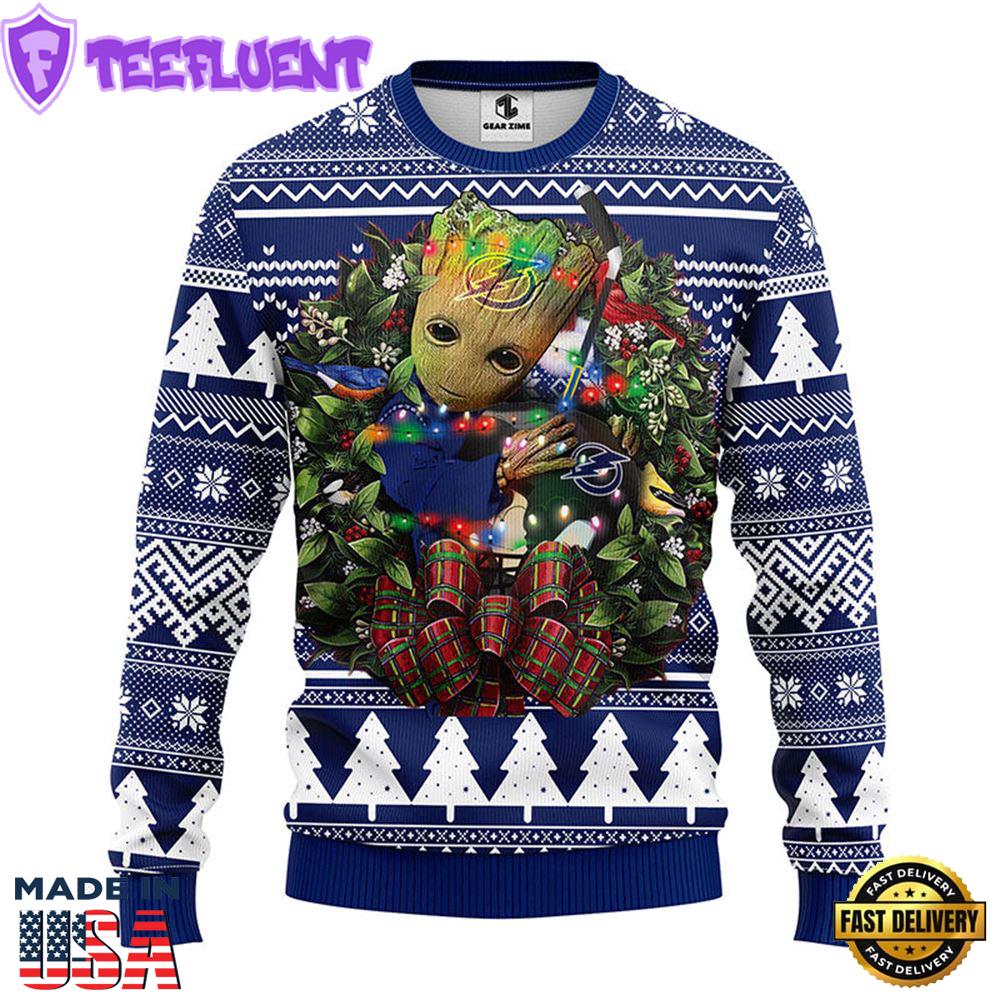 Tampa Bay Lightning Groot Hug Christmas Ugly Sweater Sport For Fan
