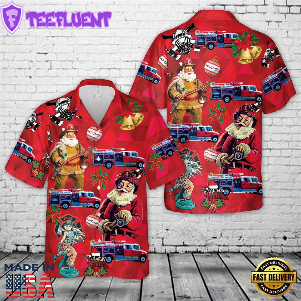 Tasmania Fire Service Freightliner Pumper Christmas Hawaiian Shirt
