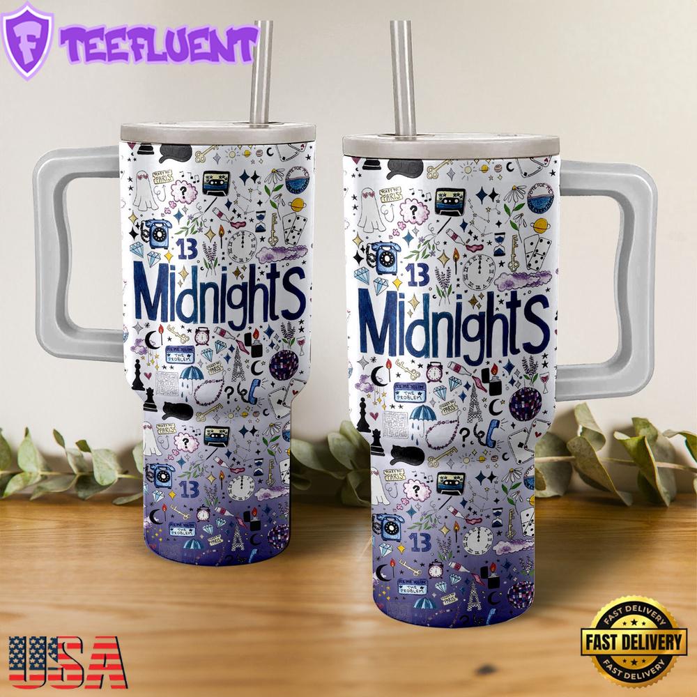 Taylor Swift Midnights Album Music Tumbler 40oz With Handle