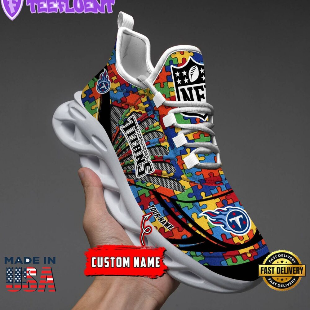 Tennessee Titans NFL Autism Clunky Max Soul Shoes Personalized