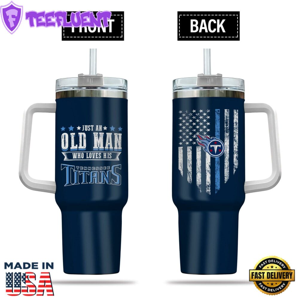 Tennessee Titans NFL Custom Stanley Quencher 40oz Stainless Steel Tumbler With Handle