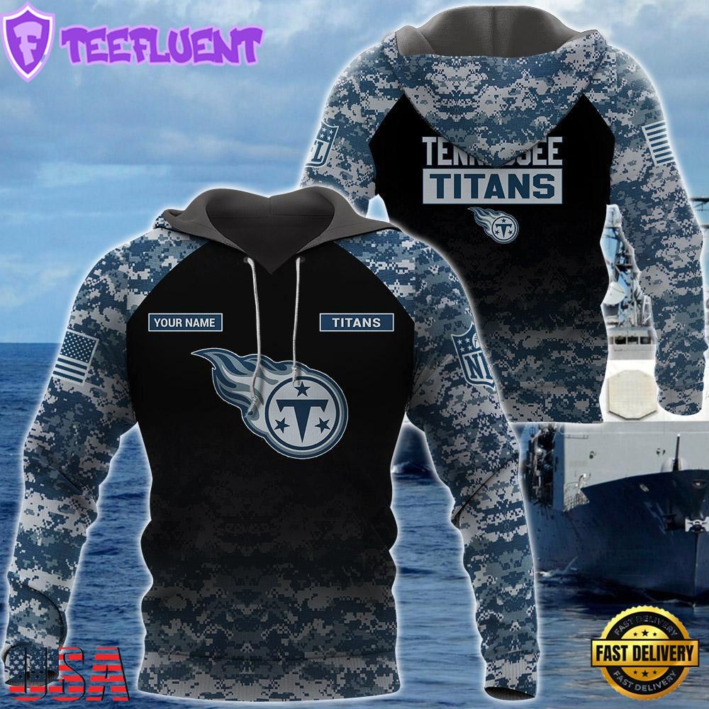 Tennessee Titans U.S. Navy NWU Camouflage Cutsom Name Hoodie