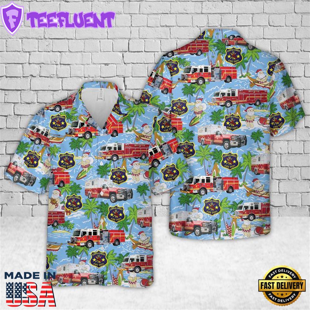 Texas Corpus Christi Fire Department Christmas Hawaiian Shirt