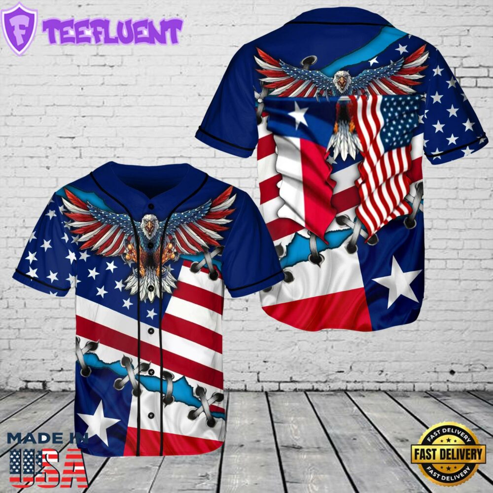 Texas Flag Texas American Eagle Baseball Jersey