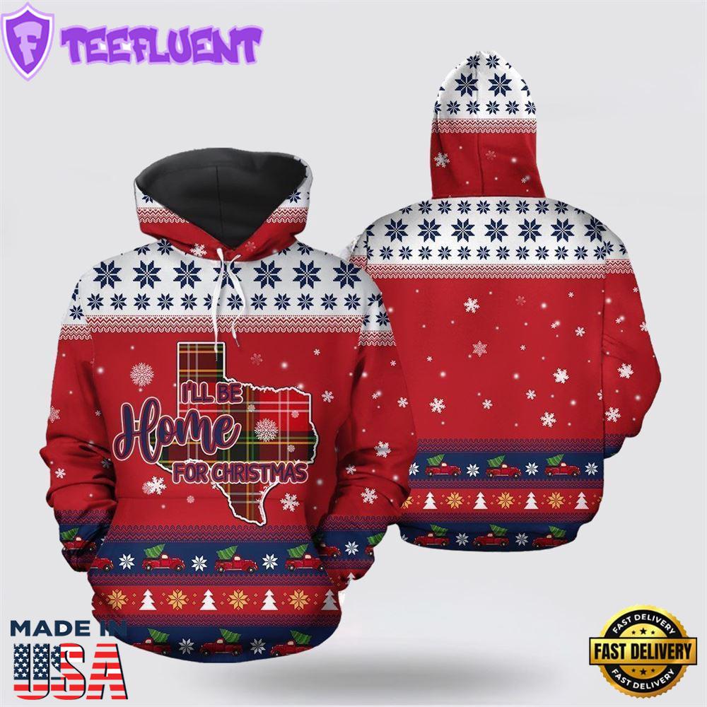 Texas Home For Christmas All Over Print 3D Hoodie