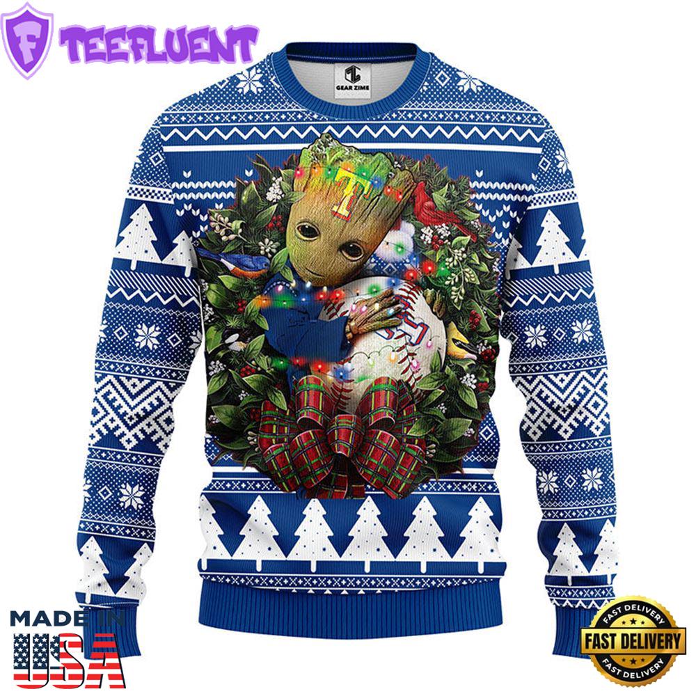Texas Rangers Groot Hug Christmas Ugly Sweater Sport For Fan