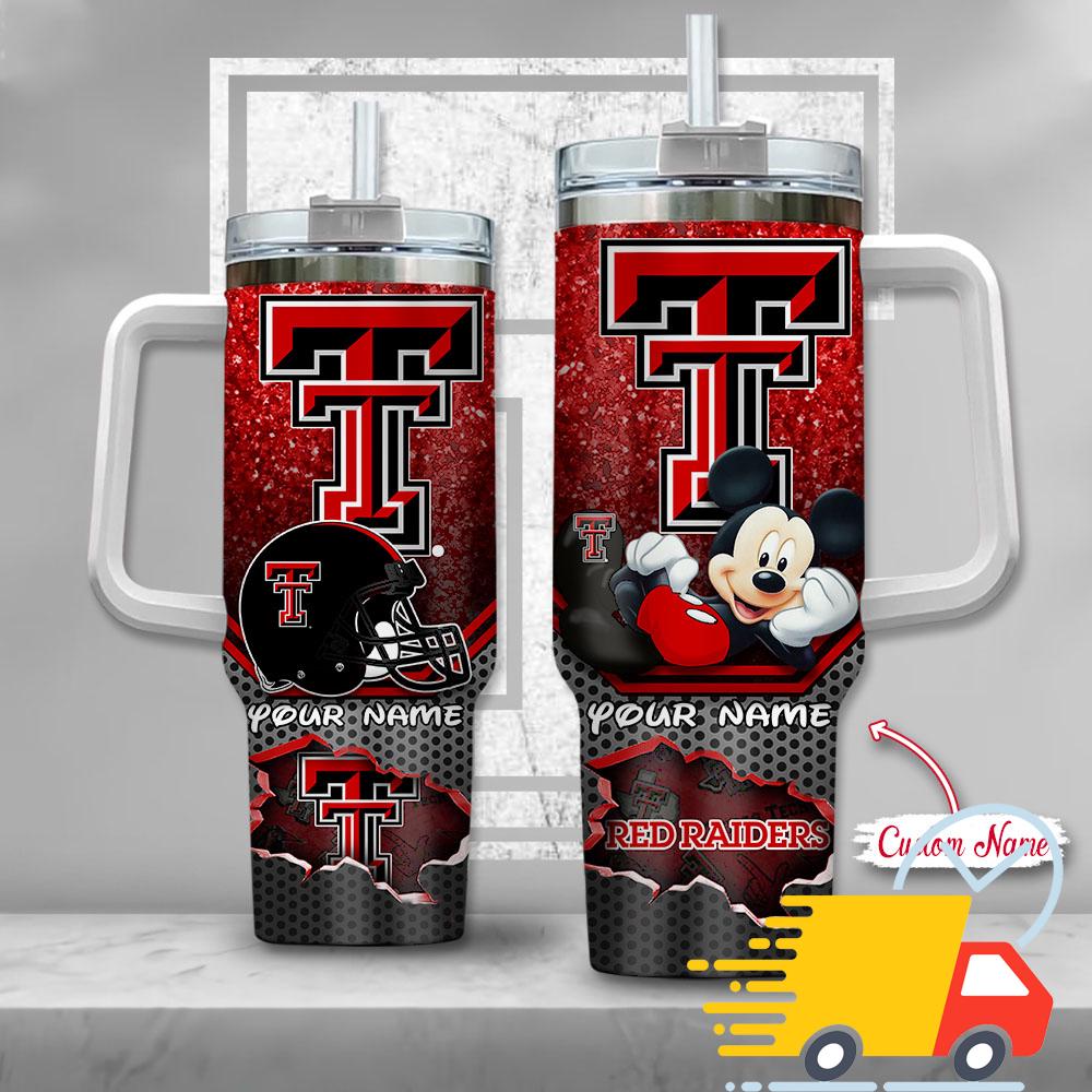 Texas Tech Red Raiders NCAA Mickey Mouse Custom Stanley Quencher 40oz Stainless Steel Tumbler With Handle