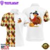 Thanksgiving Argyle Plaid Pattern Custom Mens Golf Polo Shirt, Turkey Bird Golf Tops