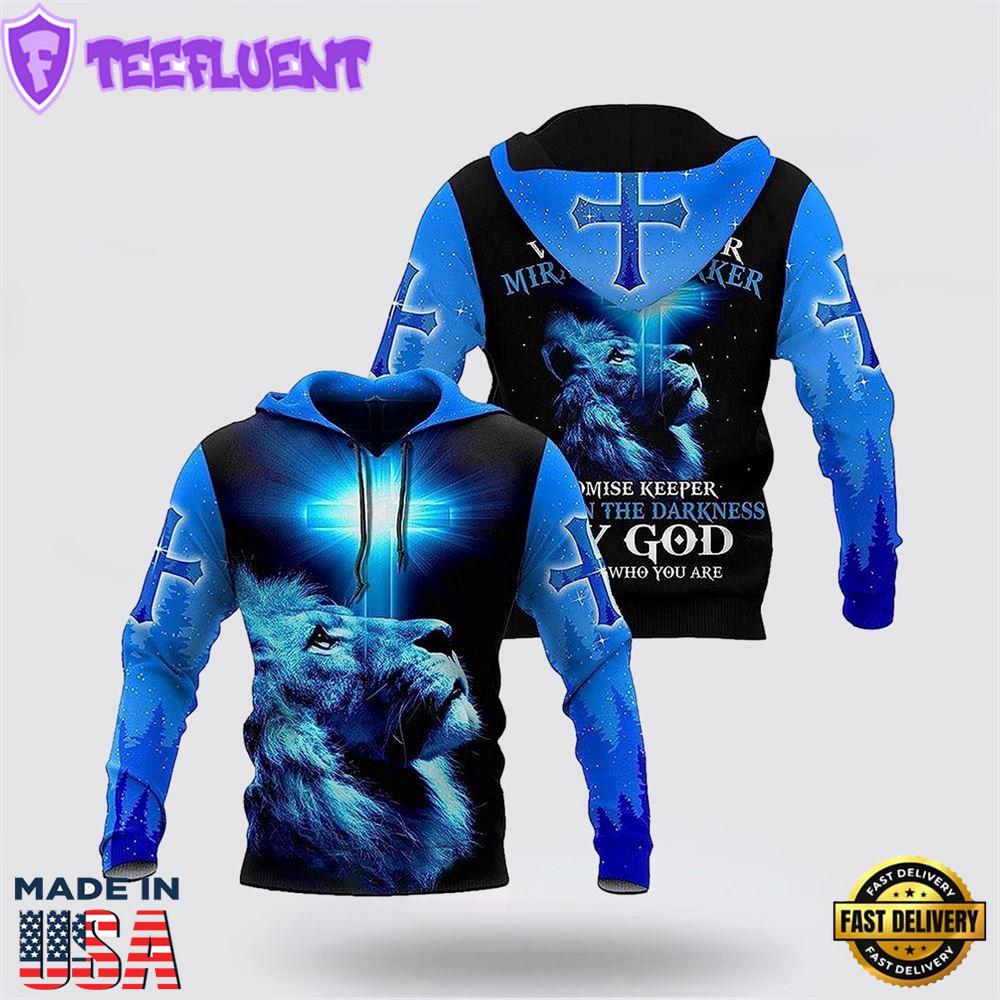 The King Lion Cross Light Blue 3D Hoodies For Women Men