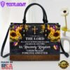 The Lord Will Rescue Me From Every Evil Deed Beautiful Sunflower Leather Handbag Christ Gifts Leather Bags