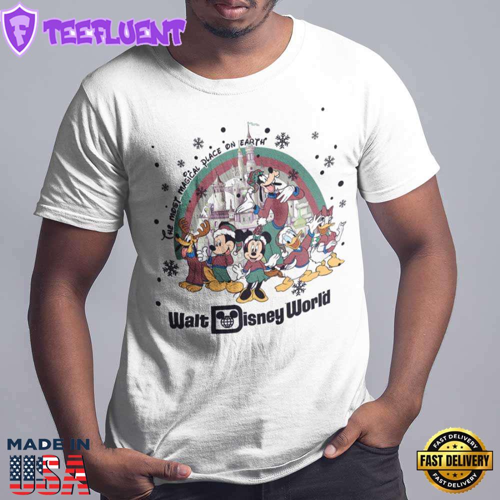 The Most Magical Place On Earth Christmas Rainbow Mickey Friends T-shirt Disney